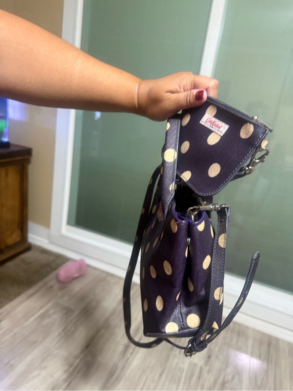Cath Kidston Navy Polka Dot Mini Tote with Wrist Pouch - Picture 4 of 6